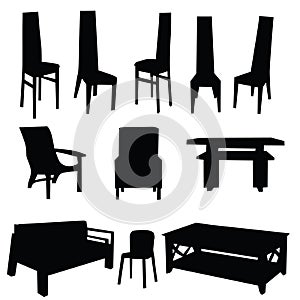 Table and chair vector black