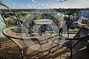 Table and chairs on balcony