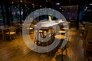 Table and chairs in Coffee shop