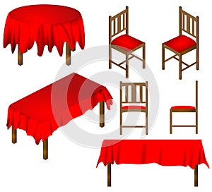 Table and Chairs Dining room furniture vector