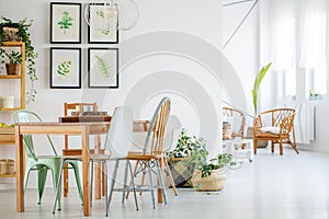 Table and chairs in modern interior