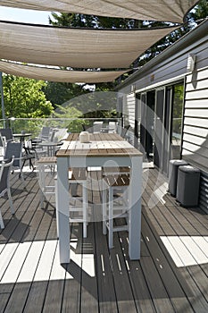 Table and chairs at a street
