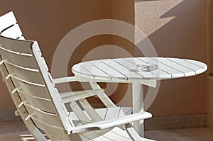 Table and chairs on terrace