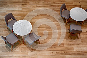 Table and chairs view from above