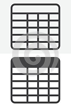 Table chart line and solid icon set pack, different style