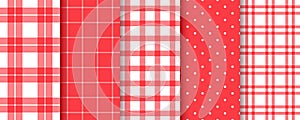 Table cloth pattern. Checkered plaid seamless texture. Gingham buffalo red background. Set tartan print