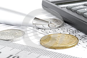 Table and coins