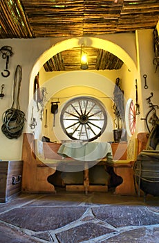 Table corner in traditional farm restaurant