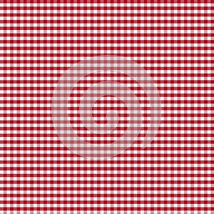 Table covered by red checkered tablecloth or