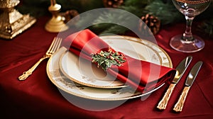 Table decor, holiday tablescape and formal dinner table setting for Christmas, holidays and event celebration, English country