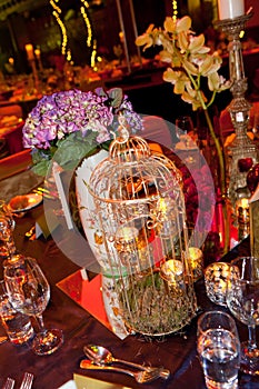 Table Decoration of flowers and candles