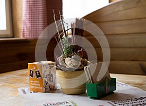 Table decoration in the restaurant or pub. Slovakia