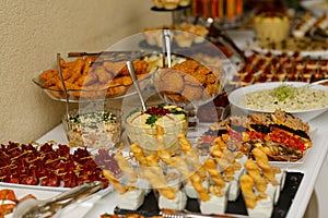 Table with delicious various food