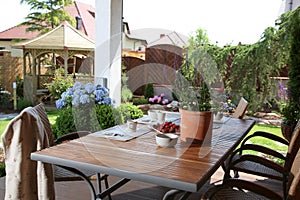 Table in domestic garden