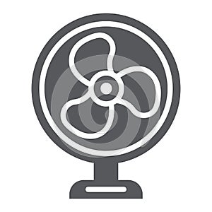 Table fan glyph icon, propeller and electric, air cooler sign, vector graphics, a solid pattern on a white background.