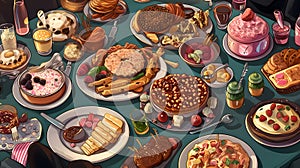 A table filled with delicious food and drinks at a holida one generative AI