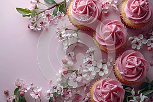 Table Filled With Frosted Cupcakes