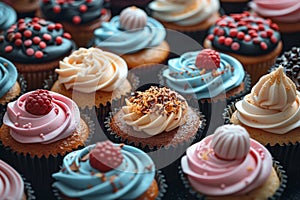 Table Filled With Frosted Cupcakes