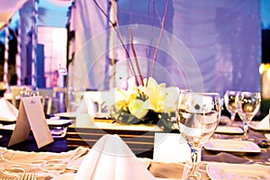 Table with floral centerpiece