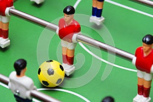 Table football soccer game, close up