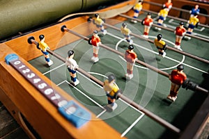 Table football soccer game, playing team concept