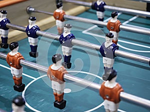 Table football Soccer game with Red and Blue players Team