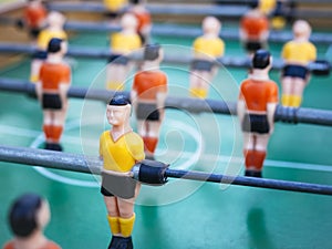 Table football Soccer players game with Red and yellow Team