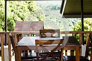 Table with forest view