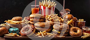 A table full of unhealthy fast food