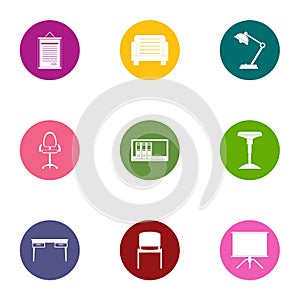 Table icons set, flat style