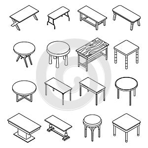 Table icons set vector outline