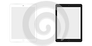 Table Ipad in white and black color vector eps10. Tablet flat style. Two  tablet white and black set. photo