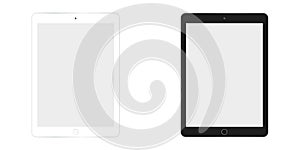 Table Ipad in white and black color vector eps10. Tablet flat style. Two  tablet white and black set.