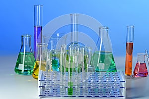 Table with Laboratory Glassware