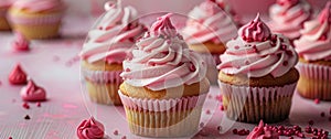 Table Laden With Frosted Cupcakes