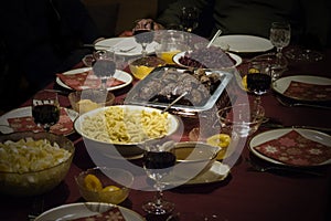 Table laid with feasts photo