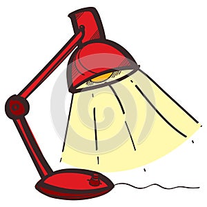 Table lamp in color illustration of hand drawing style