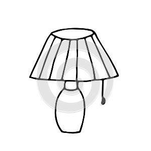 Table lamp hand drawn in doodle style. single element vector scandinavian hygge monochrome minimalism simple. light, lighting,