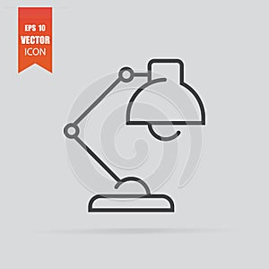 Table lamp icon in flat style isolated on grey background