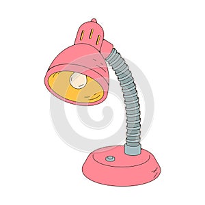 Table lamp isolated on a white background. Cartoon style