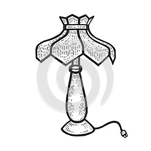 Table lamp sketch engraving vector