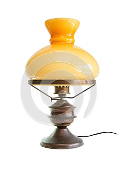 Table lamp stylized as antique oil lamp isolated