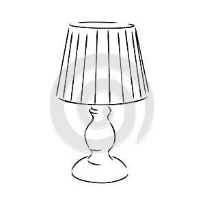 Table lamp vector sketch icon isolated on background. Hand drawn Table lamp icon. Table lamp