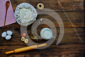 On the table lay a brown ingredients for cooking dough