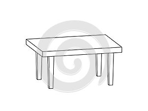 Table line icon. Isometric outline 3d model. Vector illustration