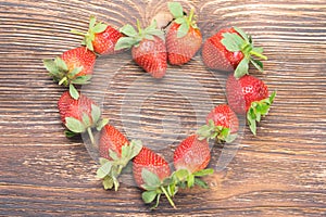 table lined with red strawberry heart