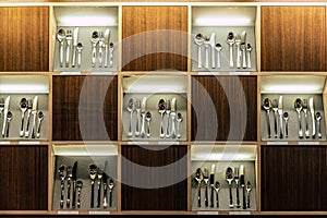 Table manners etiquette background texture of cutlery