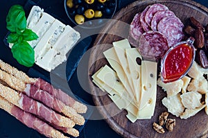 Table with mediterranean appetizers