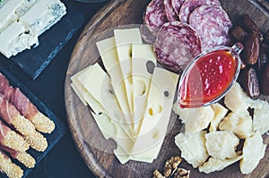 Table with mediterranean appetizers