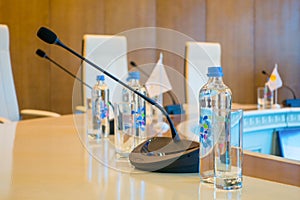 Table microphone at conference hall